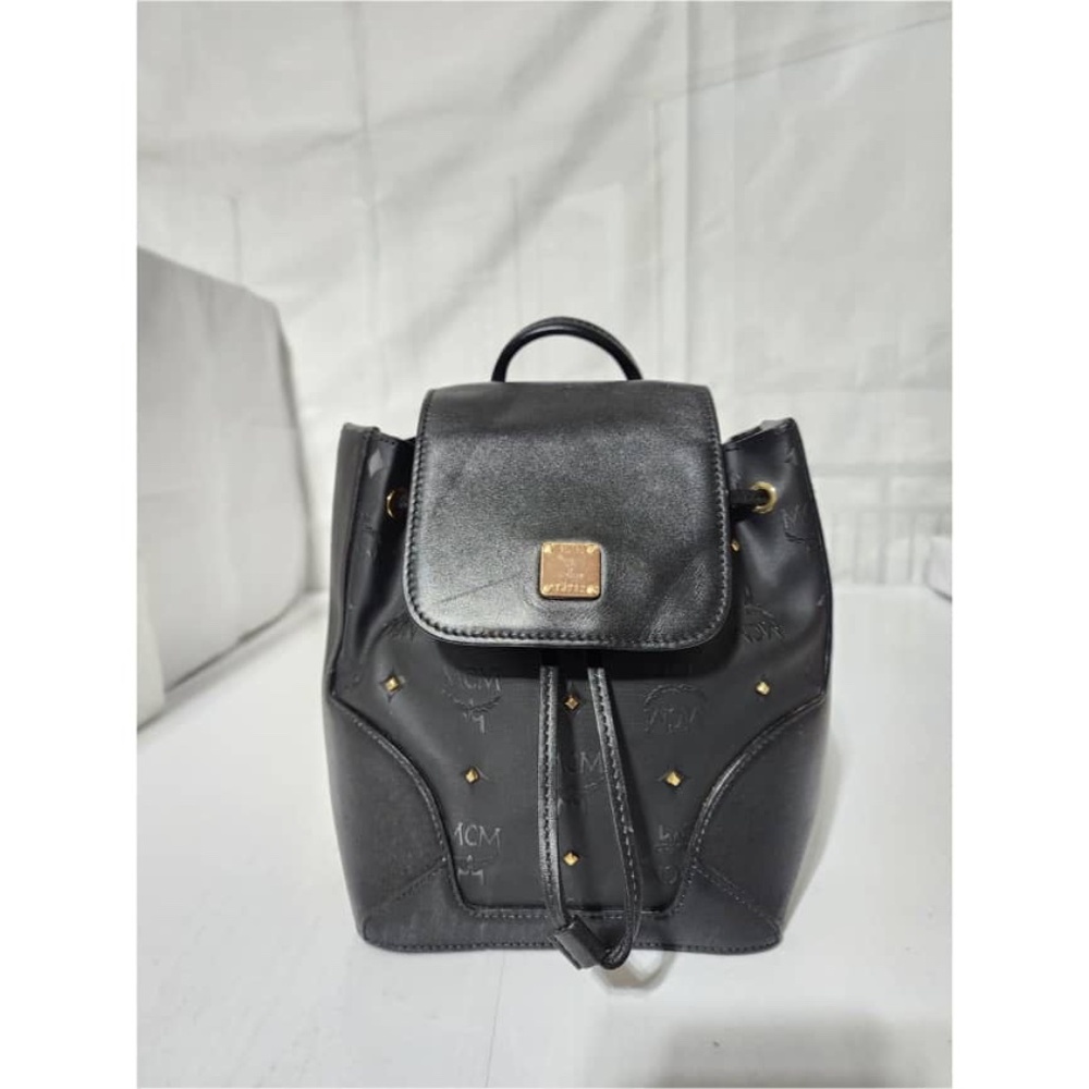 Authentic MCM Visetos Leather Drawstring Backpack Black - Picture 13 of 13